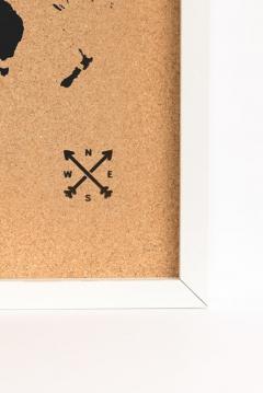 Harta din pluta L - Woddy Map - Black - White Frame