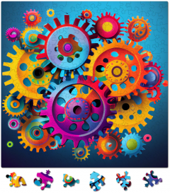 Puzzle din lemn - Abstract - Colorful Gears