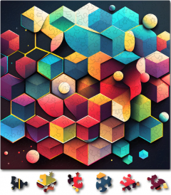 Puzzle din lemn - Abstract - Hexagonix