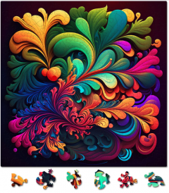 Puzzle din lemn - Abstract - Floral Madness