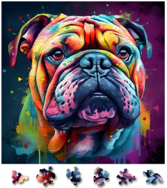 Puzzle din lemn - Bulldog