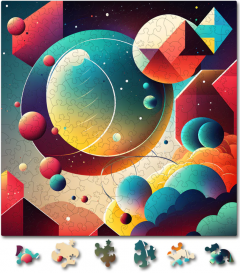 Puzzle din lemn - Abstract - Retro Bubbles