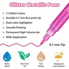 Set 12 markere - Ohuhu Glitter Metallic Marker