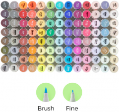 Set 104+1 markere dual tip - Ohuhu Honolulu B Brush & Fine