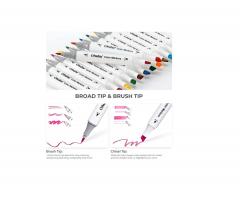 Set 60 markere pe baza de apa - Ohuhu Dual Tips - Brush & Chisel