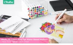 Set 60 markere pe baza de apa - Ohuhu Dual Tips - Brush & Chisel