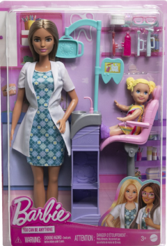 Set joaca - Barbie Cariere - Mobilier cu papusa doctor stomatolog,  satena