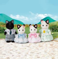 Set 4 figurine - Sylvanian Families - Tuxedo Cat Family