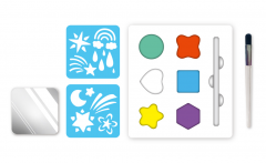 Trusa make-up pictura fata cu sabloane incluse - Curcubeu si stele