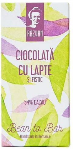 Ciocolata cu lapte artizanala cu cacao si fistic - Razvan