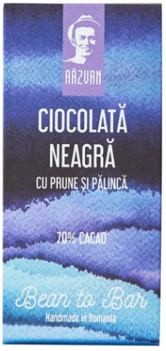 Ciocolata neagra artizanala cu prune si palinca - Razvan