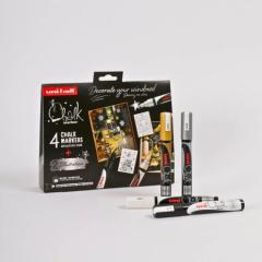 Set 4 markere cu creta - Uni Chalk - Motive Scandinave