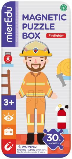 Puzzle magnetic in cutie metalica - Pompier, 30 piese