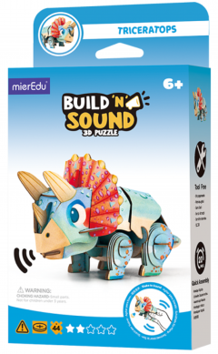 Puzzle 3D cu sunete 44 piese - Build 'n' Sound - Triceratops