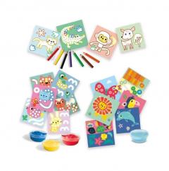 Set creativ 3 in1 de pictat cu degetul - De colorat si de lipit