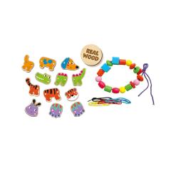 Set creativ din lemn - Animale si margele