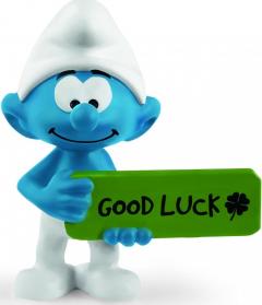 Figurina - The Smurfs - Smurf cu tablita noroc