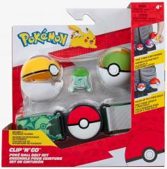 Set figurina - Pokemon Clip 'N'Go - Poke Ball Belt Set - Bulbasaur #1 with Level Ball, Nest Ball and Bulbasaur Themed Belt W16
