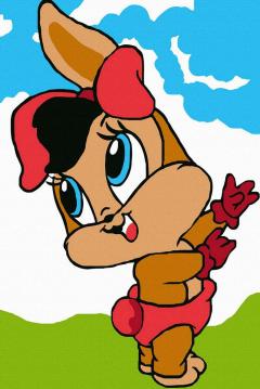 Set pictura pe numere  pentru copii -  Iepuras cu fundita