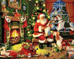 Set pictura pe numere -  Mos Craciun la semineu