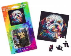 Puzzle mic din lemn - Caini - Bichon Maltese 1