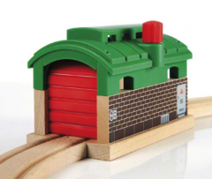 Set de joaca - Garaj pentru trenulet (Cu usi mobile actionate de buton)