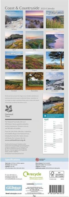 Calendar de perete 2025 - Slim - National Trust - Coast & Countryside