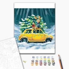 Set pictura pe numere - Iarna de poveste cu Iepurasi