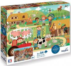 Puzzle 2x24 de piese - Ferma si Oras