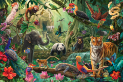 Puzzle 100 piese - Jungla colorata