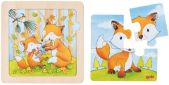 Puzzle cu fundal  - Pui de animale, 4 piese,  mai multe modele