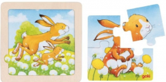 Puzzle cu fundal  - Pui de animale, 4 piese,  mai multe modele