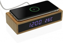 Ceas cu alarma si stand de incarcare wireless - Bamboo
