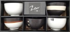 Set de 5 boluri Tajimi Black and White Tajimi