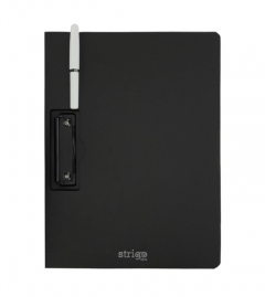 Clipboard Strigo A4, cu suport pentru pix - Negru
