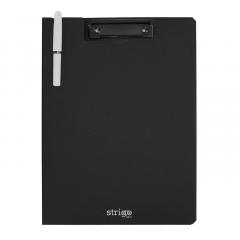 Clipboard Strigo A4, cu suport pentru pix - Negru