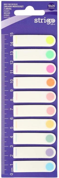 Etichete indexare autoadezive Strigo, cu rigla - Multicolor
