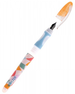 Set stilou - Strigo cerneala cu stergere, 2 rezerve si radiera - Retro