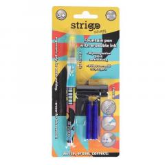 Set stilou Strigo cerneala cu stergere, 2 rezerve si radiera - Pop Art