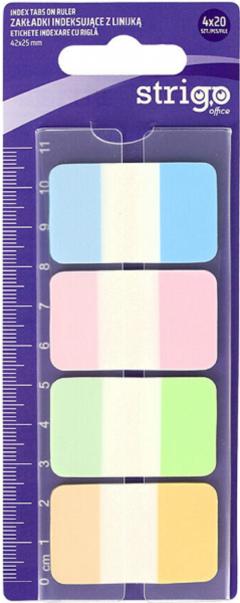 Etichete indexare autoadezive Strigo, cu rigla - Multicolor