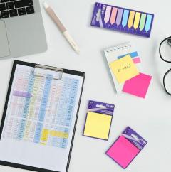 Set etichete indexare - 8 culori pastel + rigla