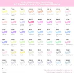 Set 48 markere - Ohuhu Honolulu - Pastel Sweetness Brush & Chisel