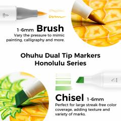 Set 6 markere - Ohuhu Honolulu - Pastel Tone Brush & Chisel