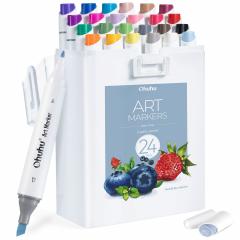 Set 24 markere - Ohuhu Kaala - Broad & Fine Basic Tones