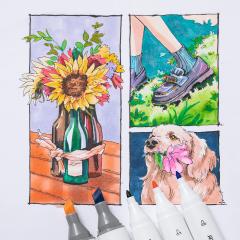 Set 24 markere - Ohuhu Kaala - Broad & Fine Basic Tones