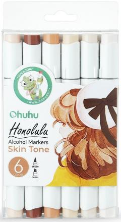 Set 6 markere - Ohuhu Honolulu - Skin Tone Brush & Chisel