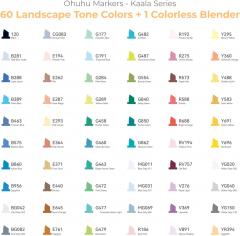 Set 60 markere - Ohuhu Kaala - Broad & Fine Landscape Tones
