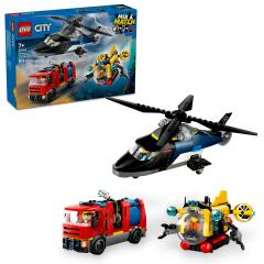 LEGO City - Elicopter, camion de pompieri si submarin remixate (60462)