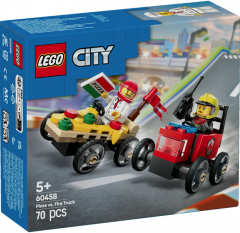 LEGO City - Pachet de curse Furgoneta de pizza vs camion de pompieri (60458)