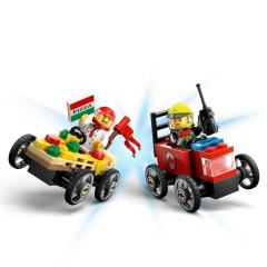 LEGO City - Pachet de curse Furgoneta de pizza vs camion de pompieri (60458)